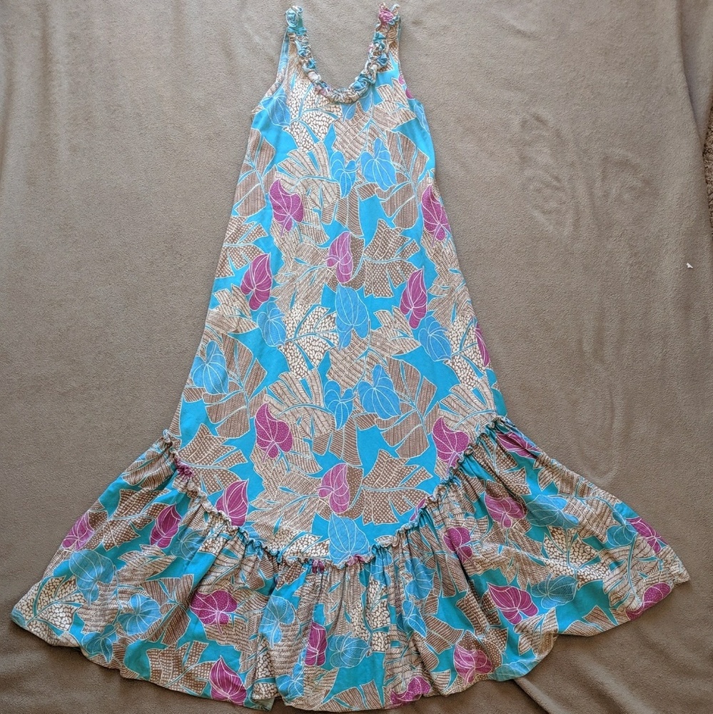 Hilo Hattie Dress 90s Vintage Hawaiian Maxi MuuMuu